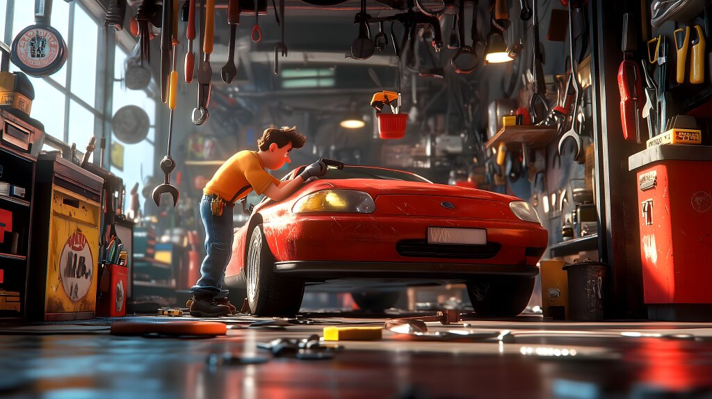 Foto: "Mechaniker arbeitet an Auto in voll ausgestatteter Werkstatt" von Marco Verch  via ccnull.de, CC-BY 2.0
